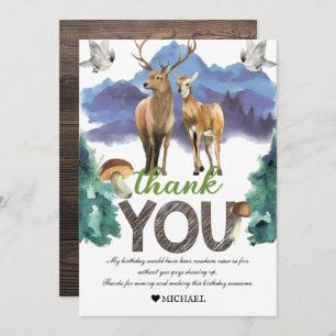 Tarjeta de agradecimiento a Deer Birthday Woodland