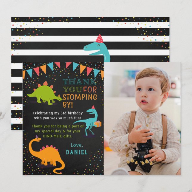 Tarjeta de agradecimiento a Dinosaur Roar Chalkboa (Anverso / Reverso)