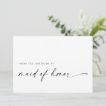 Tarjeta de agradecimiento a doncella de honor | Mi<br><div class="desc">Este diseño minimalista es perfecto para la novia moderna. Con un script de firma manuscrita emparejado con un sencillo tipo de letra sans-serif. Personalice con su propio mensaje en la parte posterior, o ordene en blanco y escriba a mano su mensaje. ¡Mira la tienda para ver las tarjetas de la...</div>