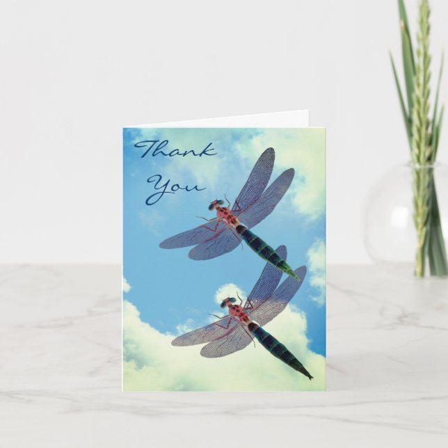 Tarjeta de agradecimiento a Dragonflies Blue Sky N (Anverso)