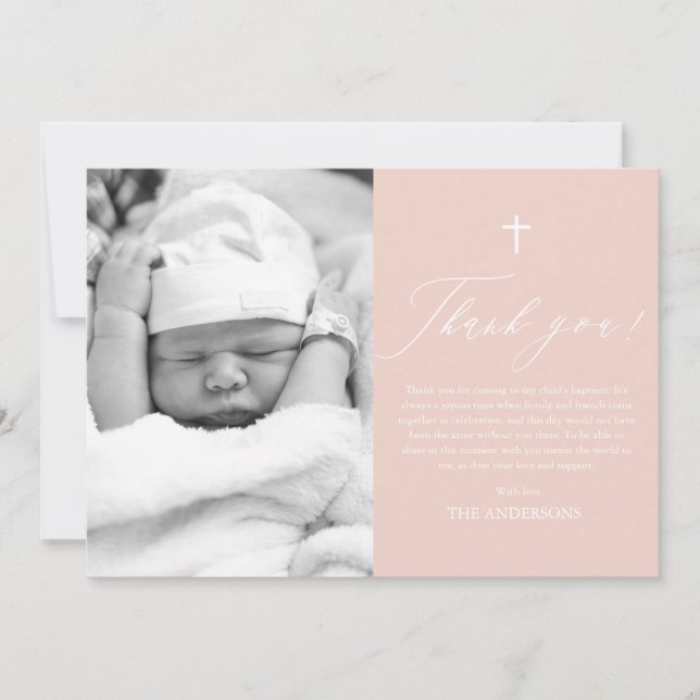 Tarjeta de agradecimiento a Dusty Pink Cross Chica (Anverso)