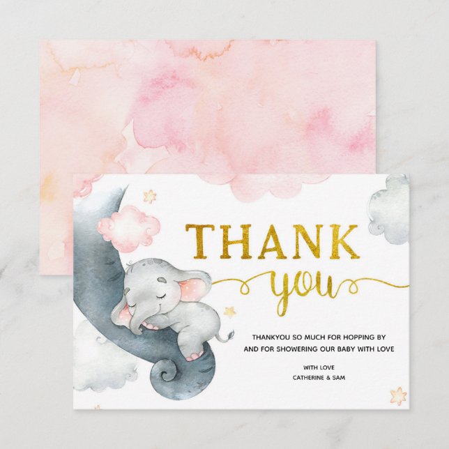 Tarjeta de agradecimiento a Elephant Chica Dreamy  (Anverso / Reverso)