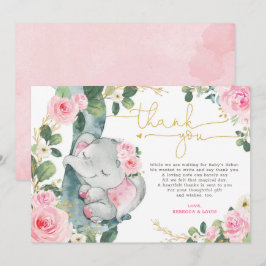 Tarjeta de agradecimiento a Elephant Floral Rosa B