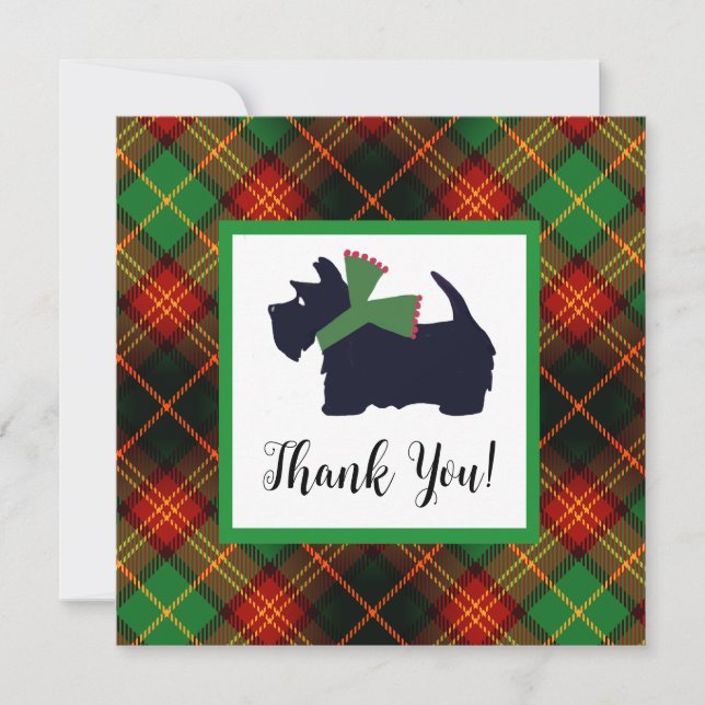 Tarjeta de agradecimiento a Escocia Terrier Plaid (Anverso)