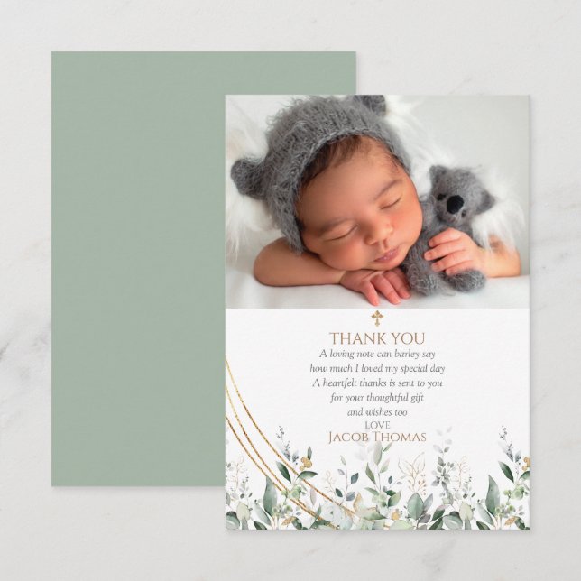  Tarjeta de agradecimiento a Eucalyptus Baptism (Anverso / Reverso)