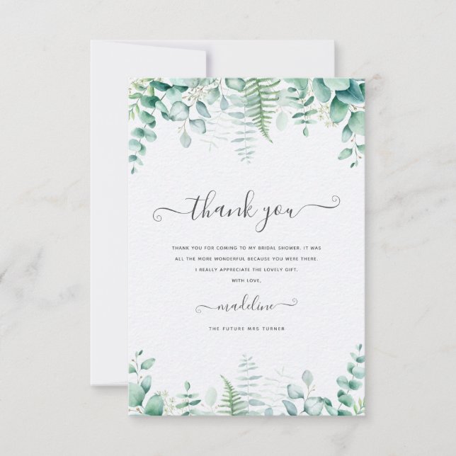 Tarjeta de agradecimiento a Eucalyptus Greenery Br (Anverso)