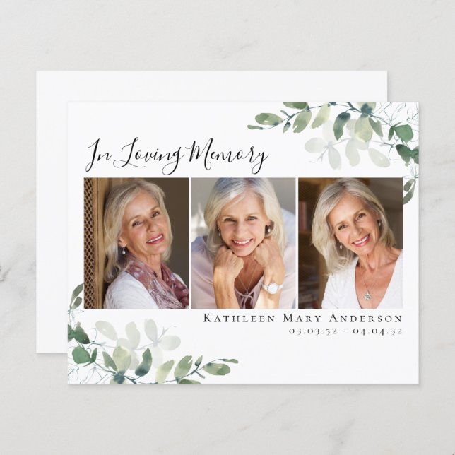 Tarjeta de agradecimiento a Eucalyptus Presupuesta (Anverso / Reverso)