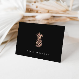 Tarjeta de agradecimiento a Faux Rosa Gold Pineapp