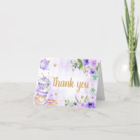 Tarjeta de agradecimiento a Fiesta de té morado fl