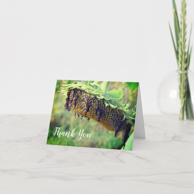 Tarjeta de agradecimiento a flor de girasol (Anverso)