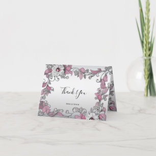 Tarjeta de agradecimiento a Floral blanca rosada p