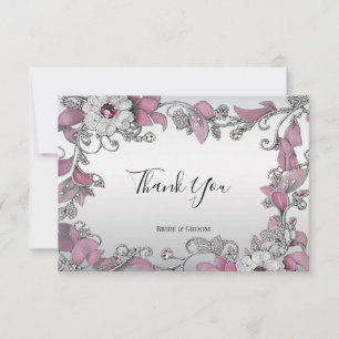 Tarjeta de agradecimiento a Floral blanca rosada p