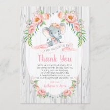 Tarjeta de agradecimiento a Floral Boho Elephant B