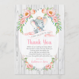 Tarjeta de agradecimiento a Floral Boho Elephant B