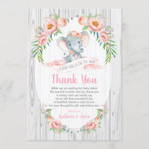 Tarjeta de agradecimiento a Floral Boho Elephant B
