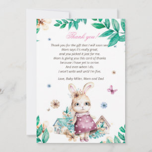 Tarjeta de agradecimiento a Floral Bunny Chica Bab