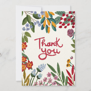 Tarjeta de agradecimiento a Floral de acuarela cap