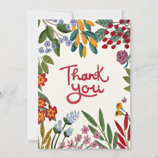Tarjeta de agradecimiento a Floral de acuarela cap