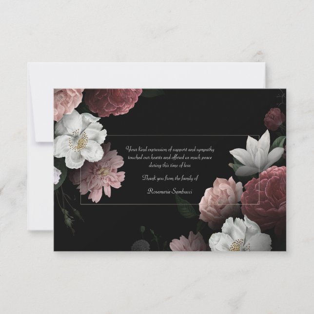 Tarjeta de agradecimiento a floral de duelo (Anverso)