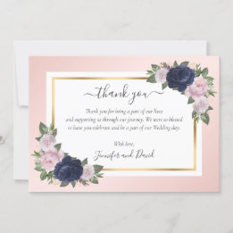 Tarjeta de agradecimiento a Floral de oro rosa de 