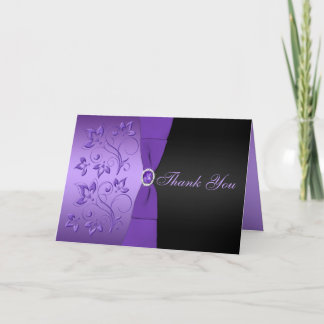 Tarjeta de agradecimiento a Floral morada y negra