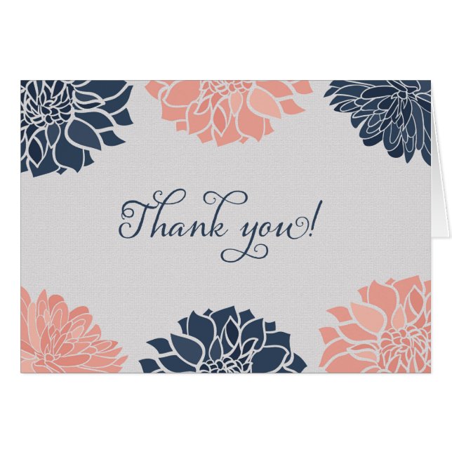 Tarjeta de agradecimiento a Floral Navy Blue and P (Anverso (Horizontal))