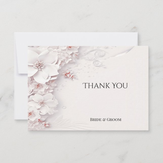 Tarjeta de agradecimiento a Floral rosa Rubor de m (Anverso)