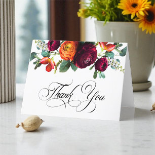 Tarjeta de agradecimiento a floral ruidosa floral 