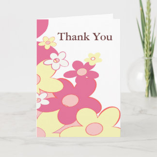 Tarjeta de agradecimiento a flores rosas y amarill