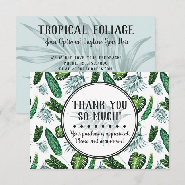Tarjeta de agradecimiento a Foliage y Palm Leaves  (Anverso / Reverso)