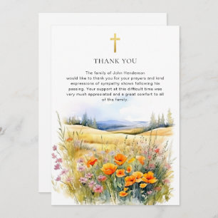 Tarjeta de agradecimiento a fúnebre religioso rust