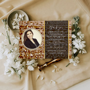 Tarjeta de agradecimiento a funeral de moda espumo