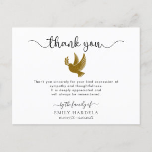 Tarjeta de agradecimiento a funeral elegante Gold
