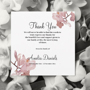 Tarjeta de agradecimiento a Funeral Orquídea Rosa