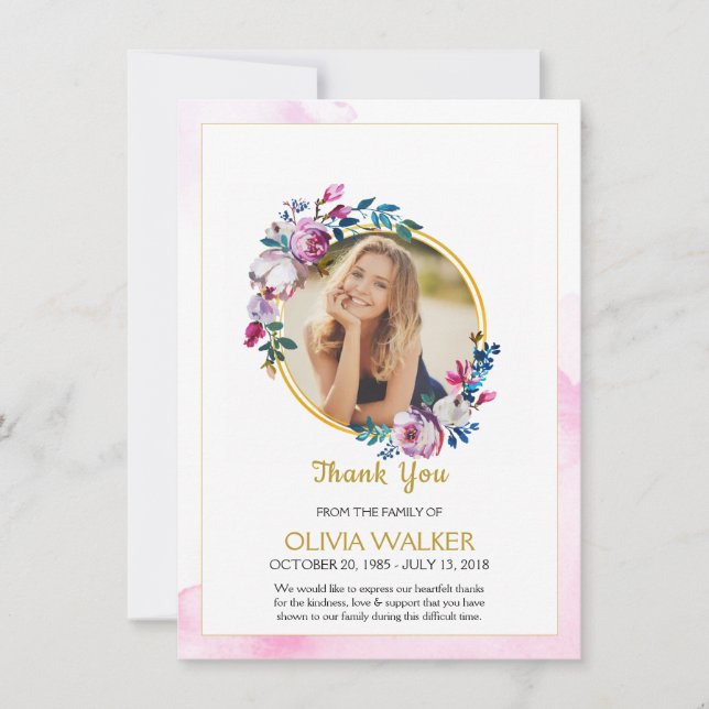 Tarjeta de agradecimiento a funeral Purple Wreath (Anverso)