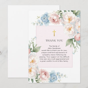 Tarjeta de agradecimiento a funeral religioso flor