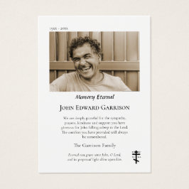 Tarjeta de agradecimiento a funeral simple y minim