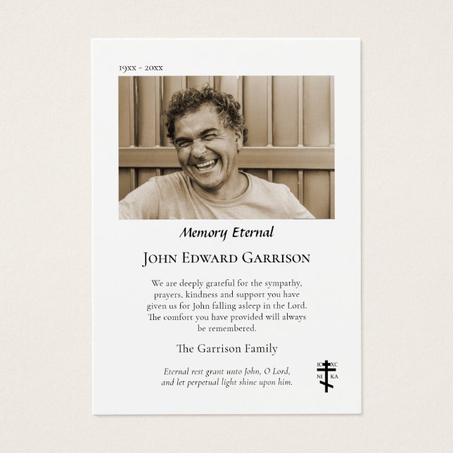 Tarjeta de agradecimiento a funeral simple y minim (Frente)