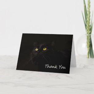 Tarjeta de agradecimiento a gato negro por foco po