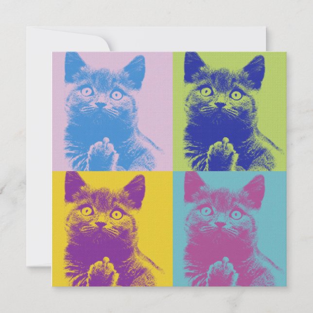 Tarjeta de agradecimiento a gatos de arte pop (Anverso)