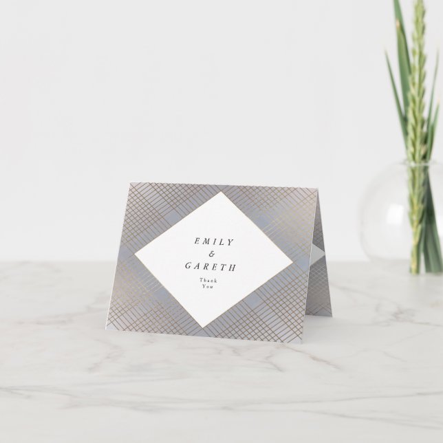 Tarjeta de agradecimiento a Gatsby de oro gris geo (Anverso)