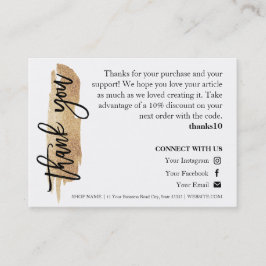 Tarjeta de agradecimiento a Gliter Gold Care