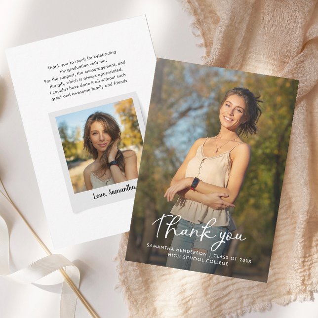 Tarjeta de agradecimiento a graduados de fotografí (Graduation 2025 Photo Grad Thank You Card)