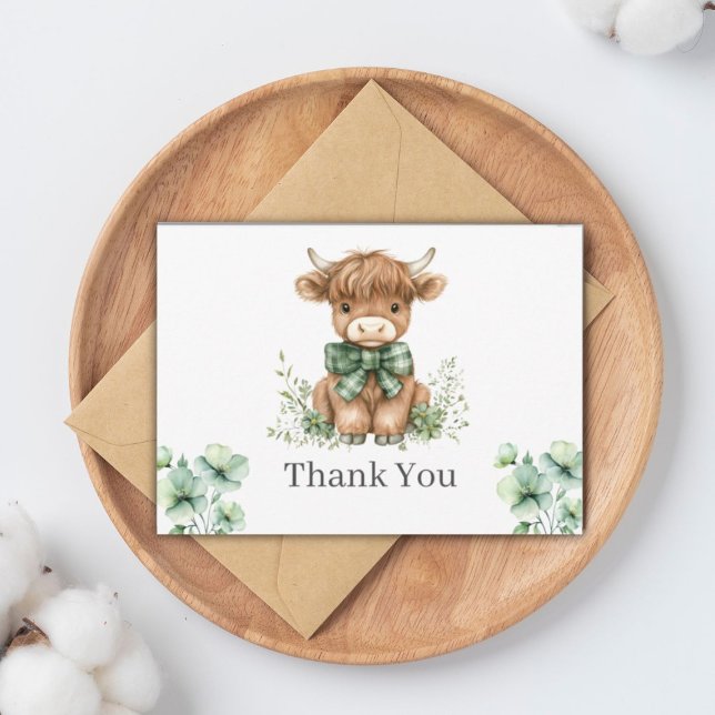 Tarjeta de agradecimiento a Green Highland Cow Fla (Subido por el creador)