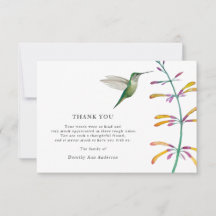 Tarjeta de agradecimiento a Hummingbird Bereavemen
