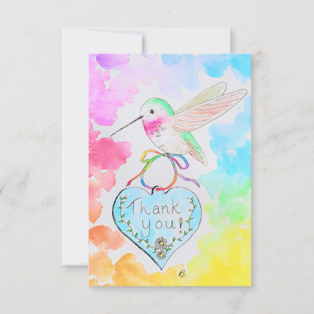 Tarjeta de agradecimiento a Hummingbird, Heart and (Anverso)
