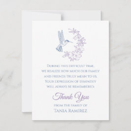 Tarjeta de agradecimiento a Hummingbird y Flower S