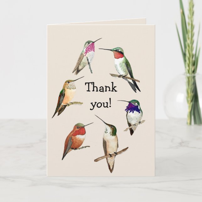 Tarjeta de agradecimiento a Hummingbirds (Anverso)