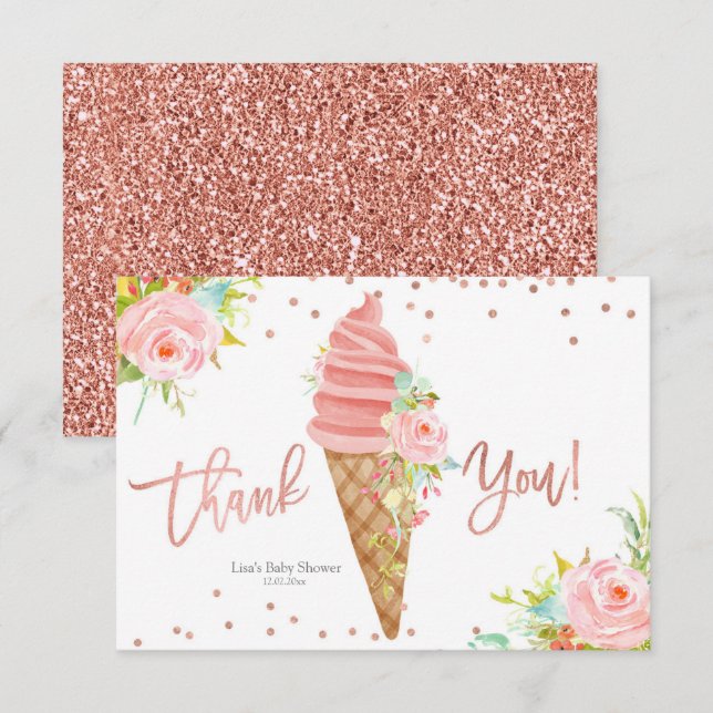 Tarjeta de agradecimiento a Ice Cream Bridal Showe (Anverso / Reverso)