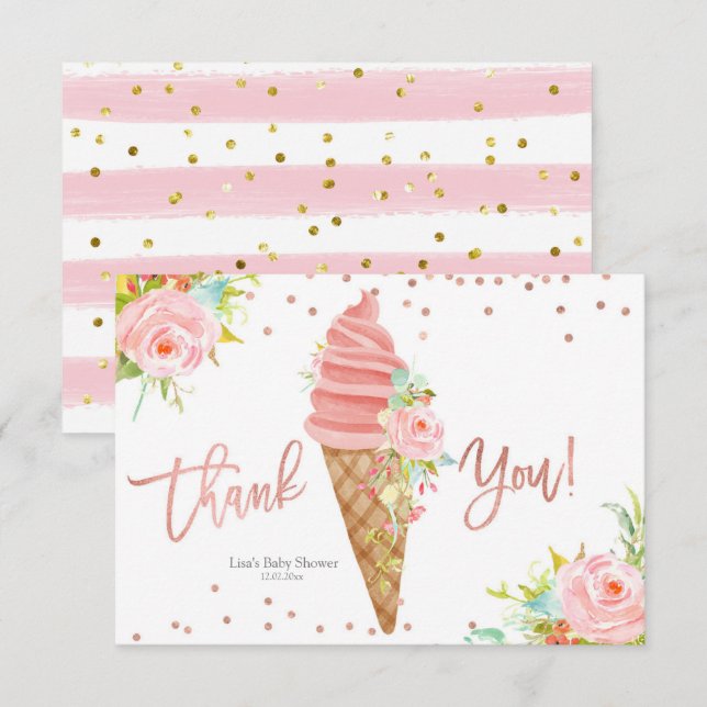 Tarjeta de agradecimiento a Ice Cream Bridal Showe (Anverso / Reverso)